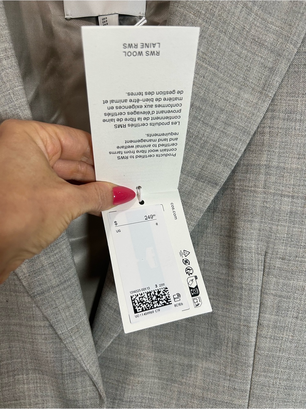 NEW Cos Blazer Women 8 Structured Wool Linen Blend Taupe Relaxed Minimalist - Picture 6 of 16